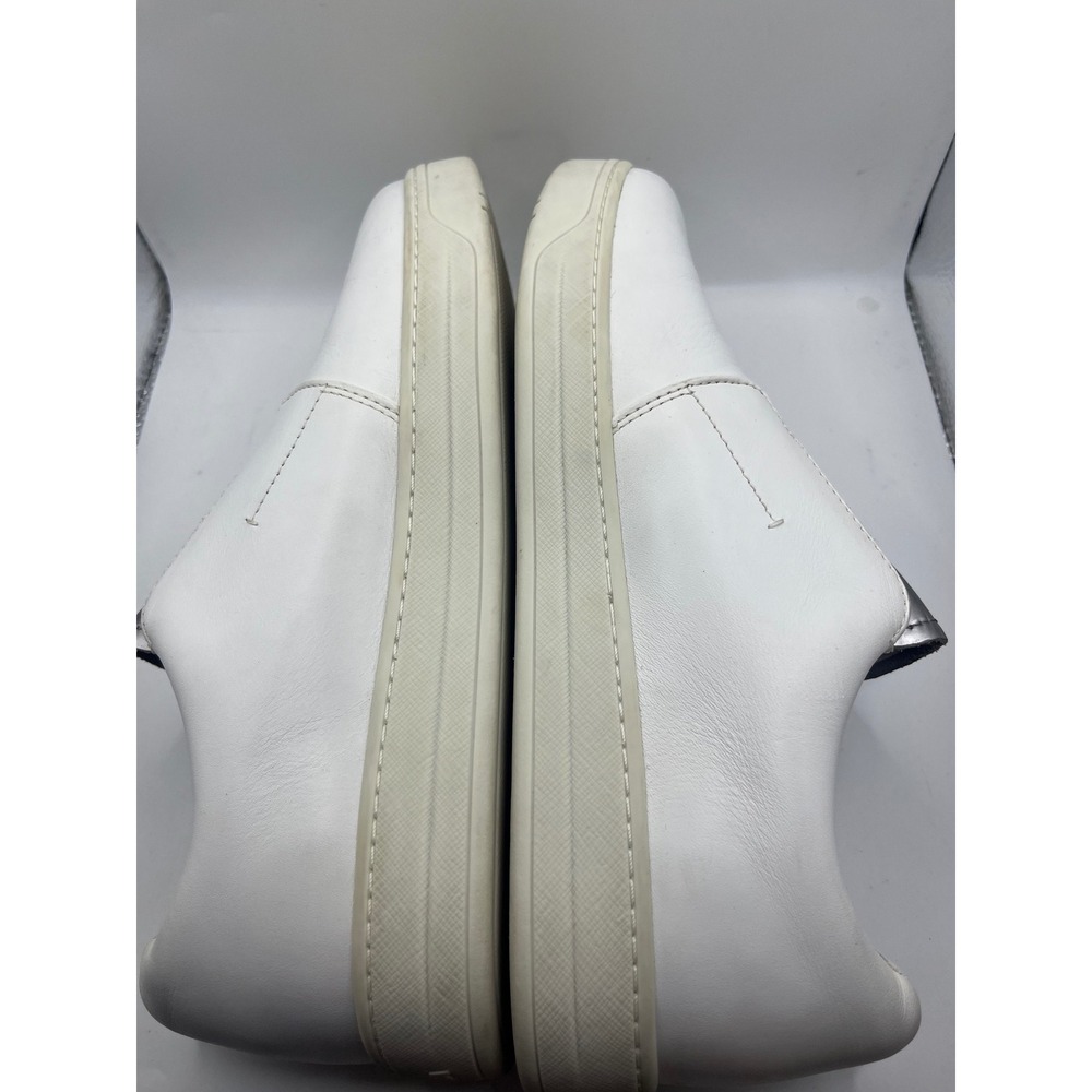 Prada White Leather Silver Detail Slip On Sneakers Women's Size 37.5‎ - Picture 4 of 8